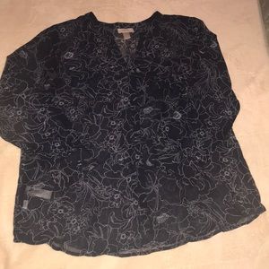 Navy floral LOFT blouse